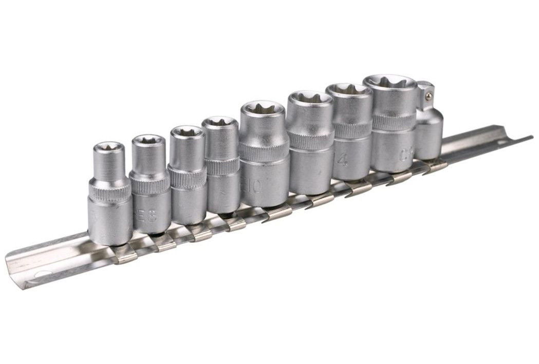 Topex 39D375 E-típusú torx dugókulcs készlet, 1/4", 3/8", 9 részes termék fő termékképe