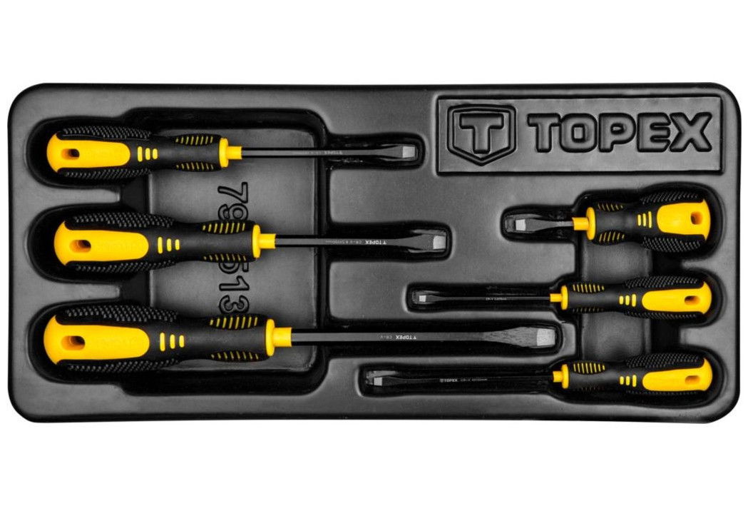 Topex 79R513 lapos csavarhúzó készlet, CrV acél, 6 részes termék fő termékképe