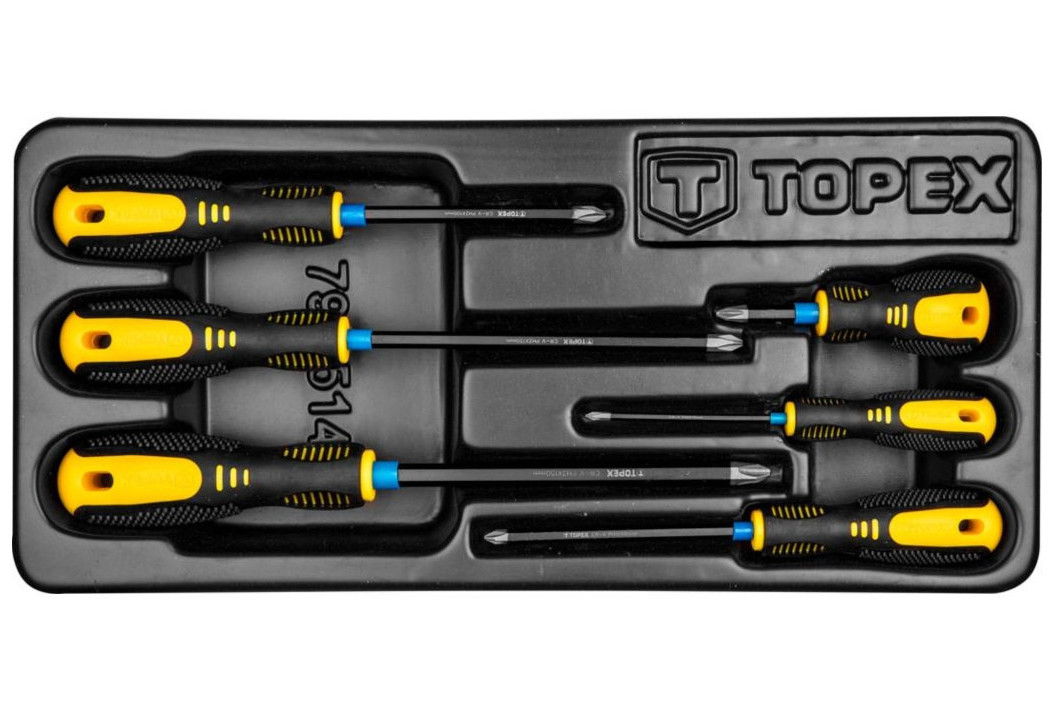 Topex 79R514 kereszt csavarhúzó készlet, CrV acél, 6 részes termék fő termékképe